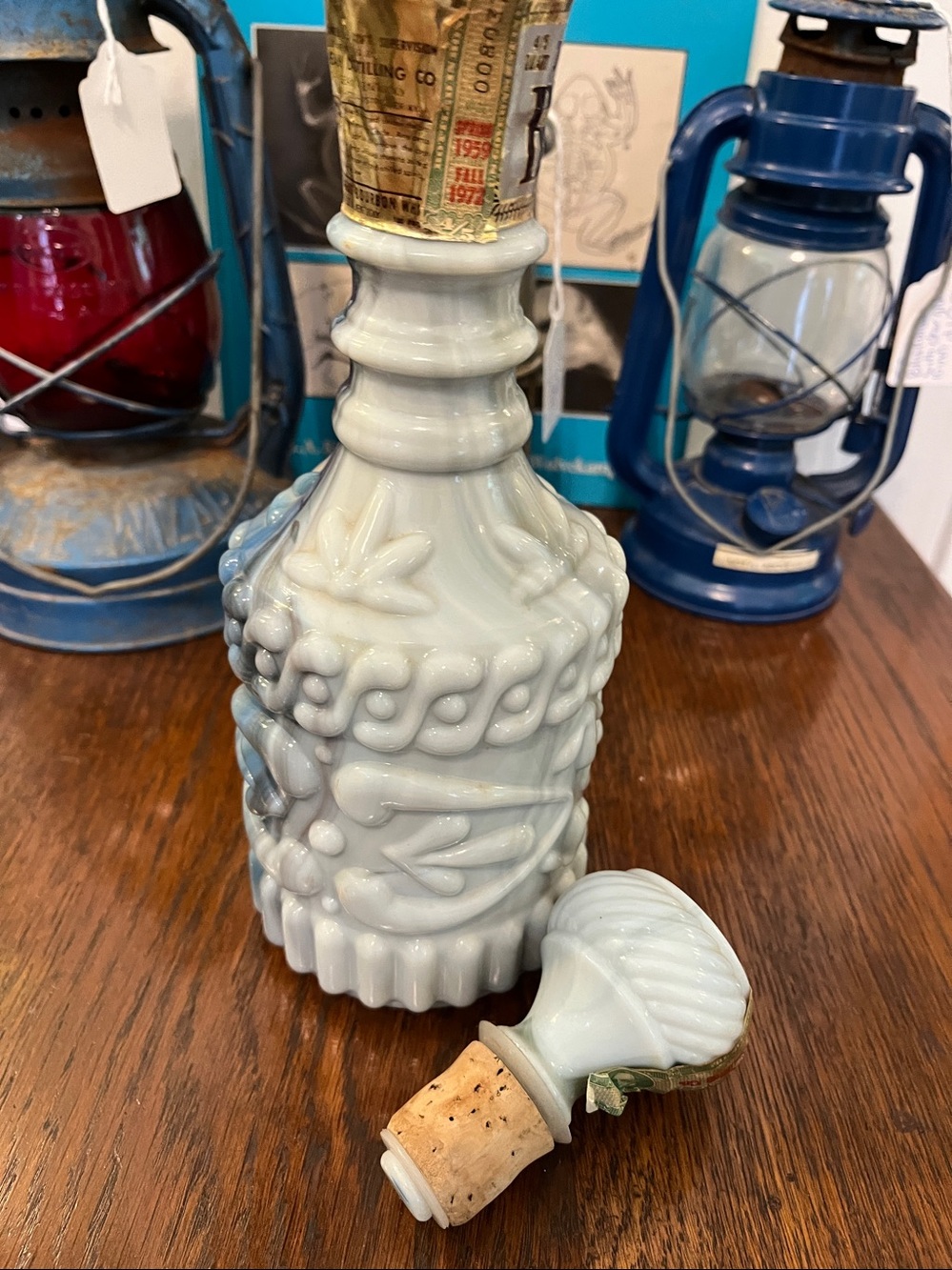 Vintage 1972 Jim Beam "marbleized crystal" or slag glass whiskey decanter - Picture 5 of 7